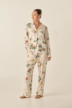 Load image into Gallery viewer, Gingerlilly Elle Garden Print Satin PJ Set Cream
