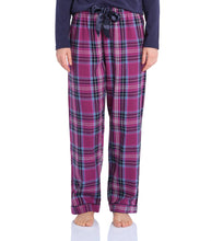 Load image into Gallery viewer, Magnolia Lounge Dusk Check Flannelette Cotton Pant Night Sky Bamboo Tee PJ
