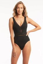 Load image into Gallery viewer, Sea Level SL1297ECO Essentials Spliced Waisted One Piece Black
