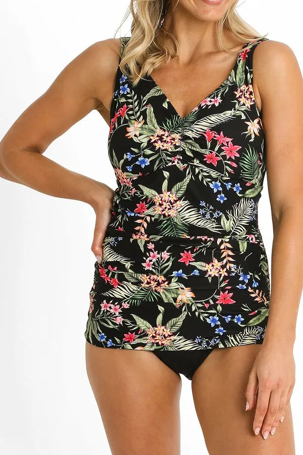 Evie F-G Ruched Singlet Black