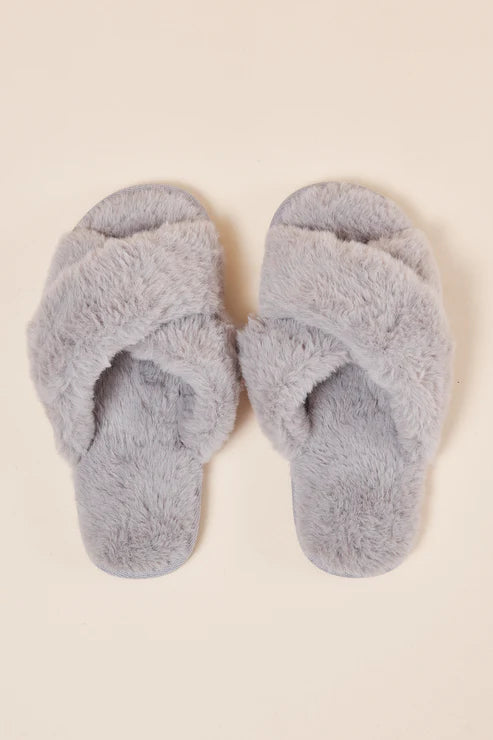 Milan Plush Slipper Blue and Gray