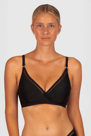 Rococco D-E Cup Ladder Lace Wrap Bikini Bra Top