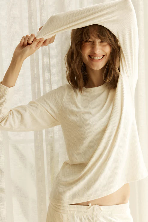 Ellie Velour Cable Knit PJ Set