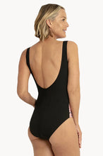 Load image into Gallery viewer, Poolproof PO61061 Chlorine Resistant Nakia Crossover One Piece Black
