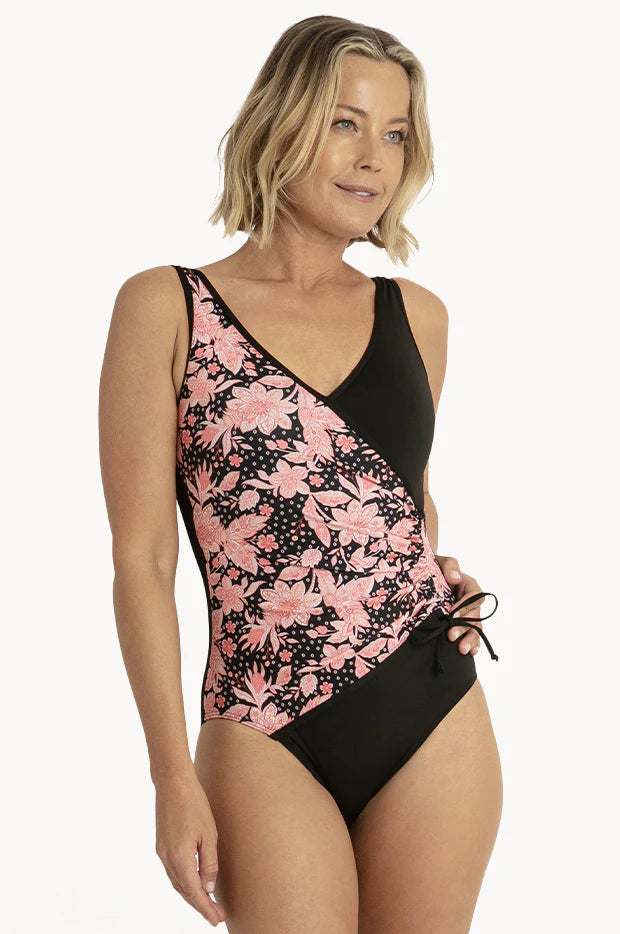 Poolproof PO61061 Chlorine Resistant Nakia Crossover One Piece Black