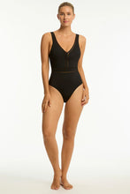 Load image into Gallery viewer, Sea Level SL1297ECO Essentials Spliced Multifit Waisted One Piece -Black
