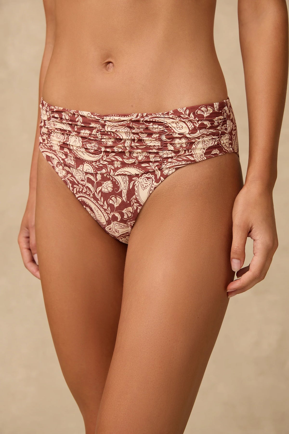 Luna Mid Rise Ruched Bikini Bottom