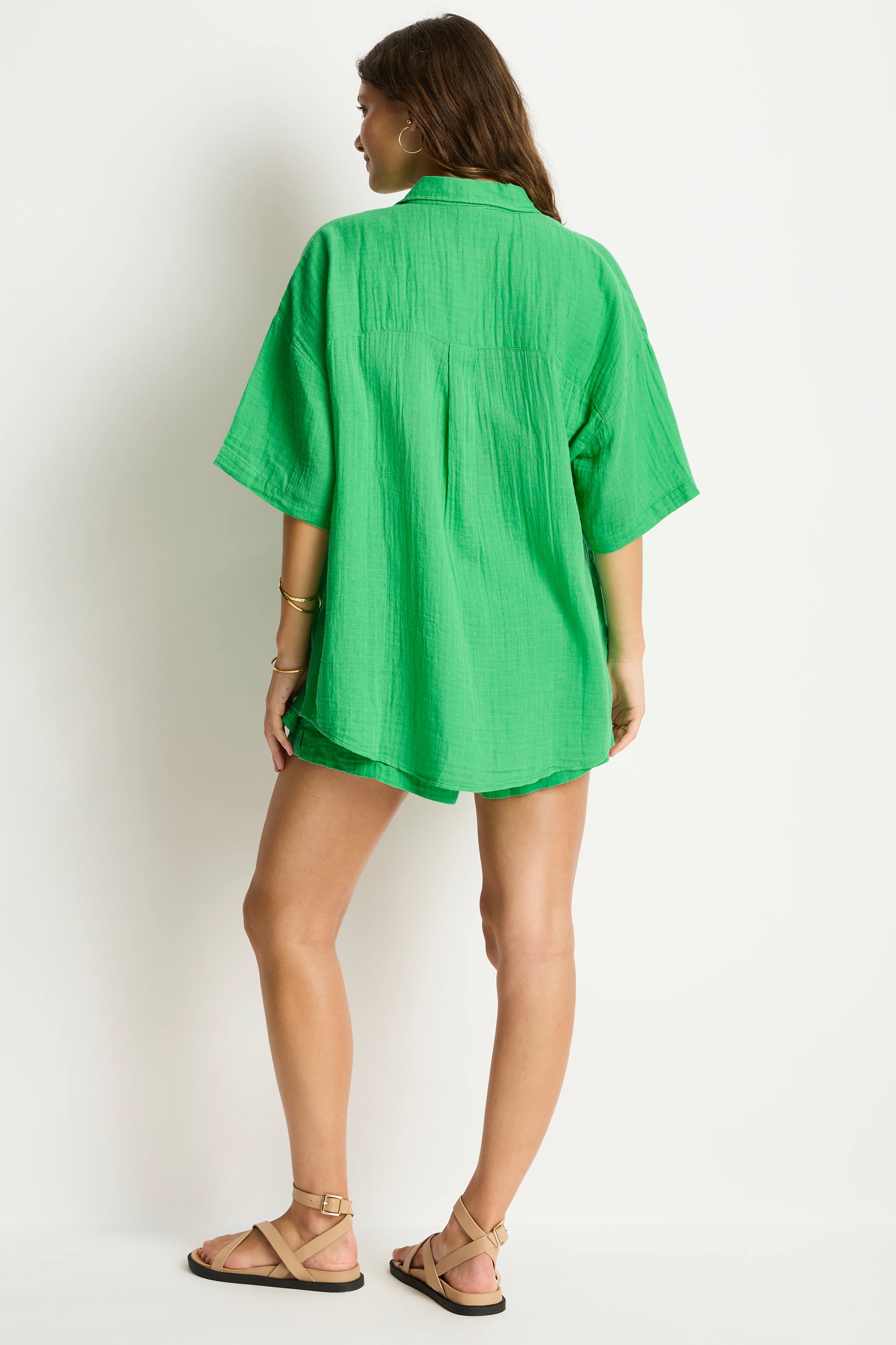 Sunset Aloha Shirt Kelly Green