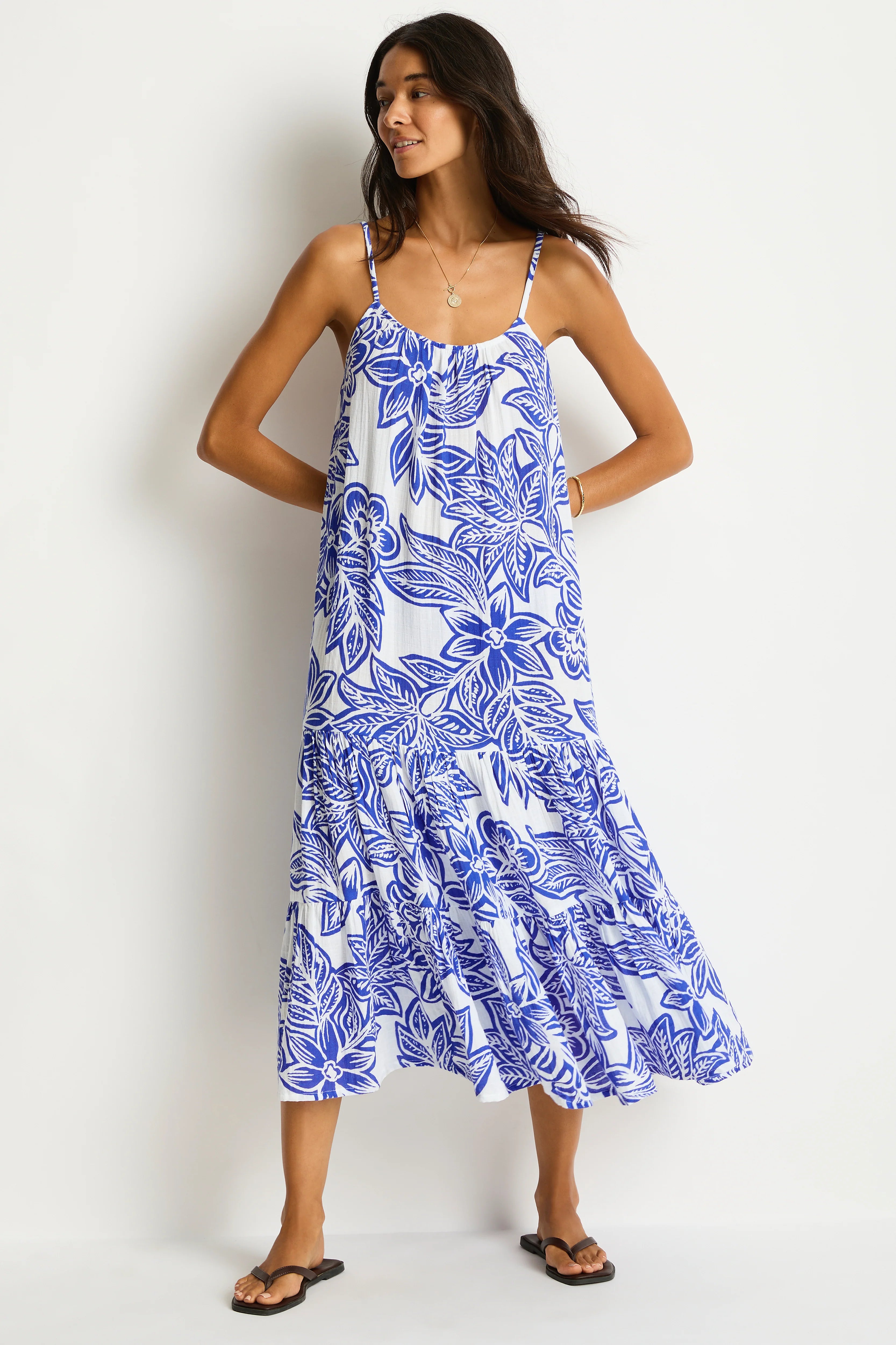 Palmera Resort Tiered Midi Dress