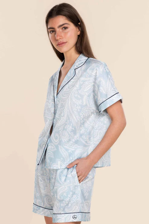 Daphne  Blue Paisley Cotton Short PJ Set