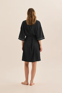 Gingerlilly Lacey Navy Satin Robe