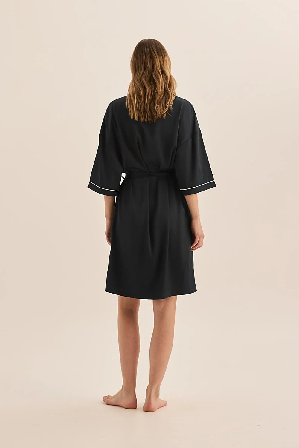 Gingerlilly Lacey Navy Satin Robe