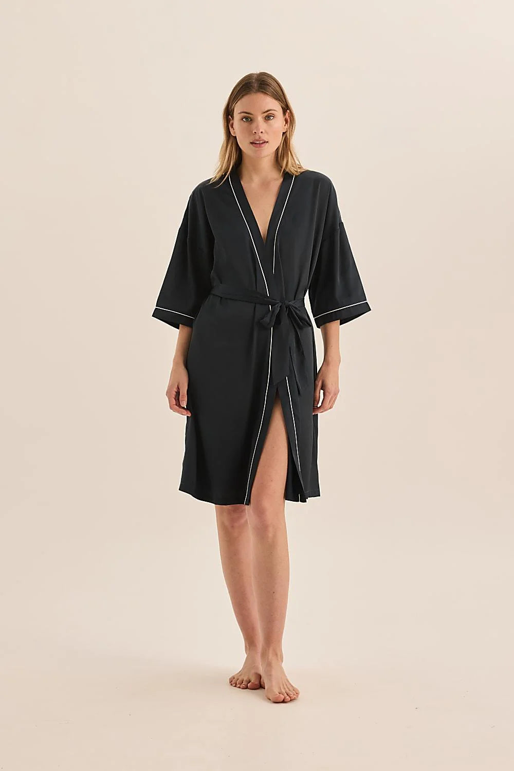 Lacey Navy Satin Robe